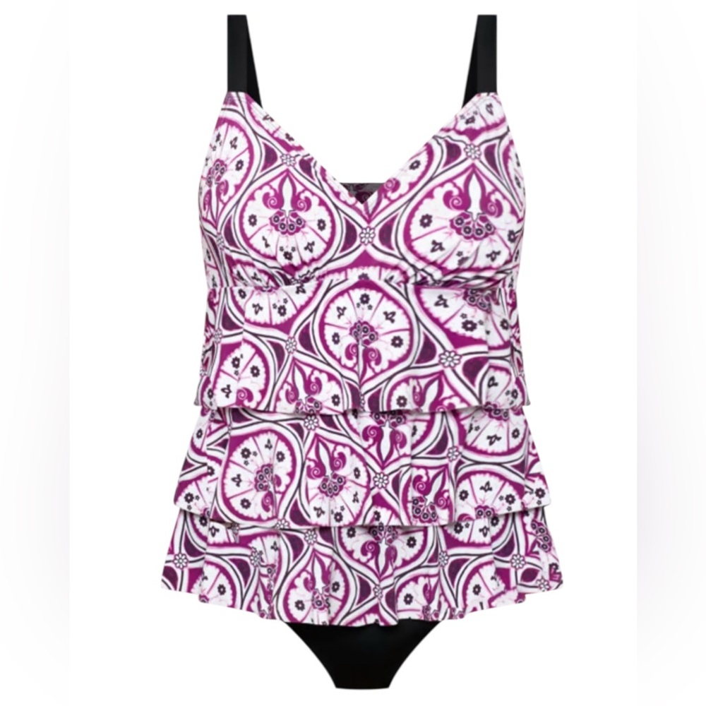 Swim Solutions Reticket Fauxkini One Piece - Picture 4 of 6